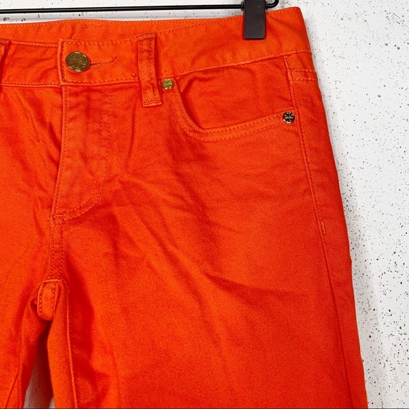Tory Burch Alexa Cropped Orange Skinny Jean Pants - Picture 4 of 10